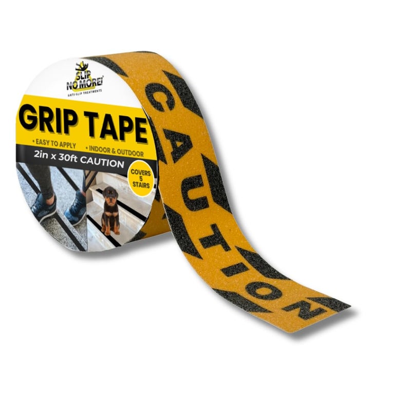 Slip No More! ! Grip Tape - Heavy Duty Caution Tape - 2in x 30ft. Waterproof, Non Skid Tape for Stairs & Ramps. Black & Yellow Caution Floor Tape for Indoors/Outdoors. Friction Tape Covers 10 Stairs. - Image 1